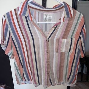 Striped shirt sleeve button down
